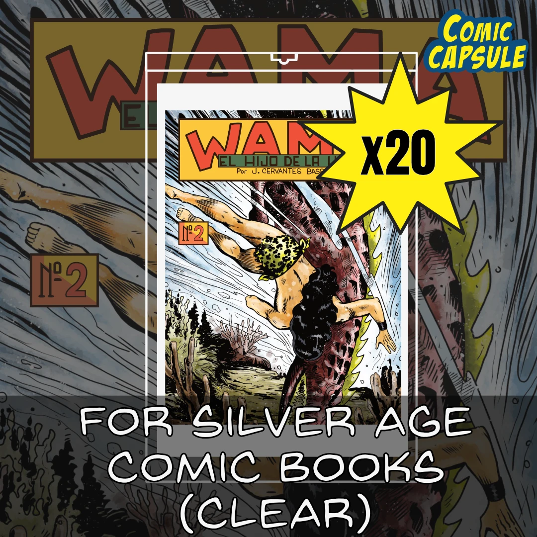 ComicCapsule Canada - 20x clear Silver Age size comic capsule featuring Wama sketch variant by lucha comics